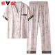 Yalu high-end 2025 pajamas for women in summer satin short-sleeved trousers new summer silk summer middle-aged mother home clothes 6626 L (weight 100-120 Jin [Jin equals 0.5 kg])