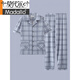 Modal Herren Pyjamas für sommerliche kurzärmelige, reine Baumwolle dünne, lockere Plus-Size-Casual Youth Home Clothing-Anzüge können außerhalb der G3884 Blue-Short-Ärmeln 2xL getragen werden [empfohlen 140-160jin [Jin gleich 0,5 kg]]