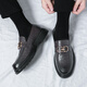 Baiguanli.com Fangshi Store Flag Genuine Leather One-Pick Men's Loafers Lazy Trendy Spring Men's Shoes British Casual Leather Shoes Korean Style Doudou Shoes Men 3518 Black T.S.L Genuine Leather Style 38