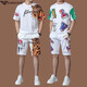 Chiarmania Armani men's ice silk casual sports suit summer short-sleeved two-piece set high-end trendy T-shirt men's shorts GA/H9856B white suit M 105 (suitable for 90-120Jin [Jin equals 0.5 kg])
