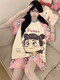 可爱hellokitty睡衣女款纯棉夏季短袖薄款加大码200斤学生家居服 QYS9920 M （适合80-100斤）