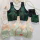 
Renaimu City Bra Button Underwear Vest Style Women's Small Chests Gathering and Collapsed Sub-Breast Anti-Sagging Bra Bra [Dark Green++ Dark Green] Bra Combination 75A 34B [Medium Thick Cup]