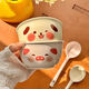 Good-looking puppy and piggy ceramic bowl cute girl rice bowl ins household underglaze color macaron tableware soup bowl pink piggy one bowl one spoon recommended model