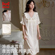 
Cat men women's pajamas ice silk nightgown for women in summer cool feeling with chest pad French white pure lace short-sleeved home clothes