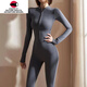 Baichao European and American zipper one-piece yoga wear long-sleeved fitness sports one-piece bodysuit for women to wear outside yellow long-sleeved S S85-100Jin Jin is equal to about 0.5 kg