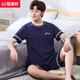Hengyuanxiang men's pajamas summer cotton short-sleeved shorts youth and middle-aged casual plus size summer thin home clothing set HD9922 [short-sleeved shorts set] L [100-130Jin [Jin equals 0.5 kg]]