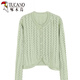 Holzspecker kurz gestrickte Strickjacke für Frauen 2025 Neues dünner Frühjahrspullover Sommer Hollow Top Aprikosenfarbe M 95-105jin [Jin gleich 0,5 kg]