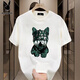 
Playboy (PLAYBOY) European and American trendy summer pure cotton short-sleeved T-shirt for men 2025 new T-shirt loose large size couple outfit men's half-sleeved V691 black S