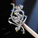 YWZR tie clip very flashing micro-insert flash zirconium brooch women's corsage ins trendy anti-exposure pin personality temperament accessories Platinum