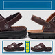 Hot Air Farn (Refengmai) Sandalen Herren echtes Leder 2025 Sommer Neue Männer-Hausschuhe Dual-Purple-Weiche Sohle Mitte des Alters Schuhe im mittleren Alter alte Männerschuhe 9928-Brown 38 _ [Standard Lederschuhgröße]