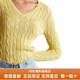 Polo Ralph Lauren拉夫劳伦女士毛衣纯色Logo徽标V领长袖针织衫女士送女友男友 黄色 XL