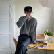 I am David Heavy Industry Knitting Twist Henry Neck Sweater Men's Spring and Autumn New Korean Style Lazy High-Level Loose Pullover Sweater Gray M