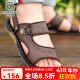 Spechts Sandalen Herren Sommer 2025 Neue Stil außen atmungsaktiven Ledersandalen echte Lederschuppen Nicht-Rutsch-Rindfleisch-Sehnen-Sohle-Strandschuhe Sandalen Männer 6227 Schwarze Rindfleisch Sehnen Sohle 44