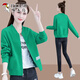 
Woodpecker baseball uniform women's short jacket versatile temperament 2025 spring and autumn new sweatshirt small jacket top green M (recommended 100 Jin [Jin equals 0.5 kg])