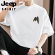JEEP SPIRIT260g美式重磅t恤男短袖纯棉圆领上衣服夏季宽松半袖 M09-694粉色 3XL