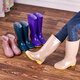 Colorful rain boots for women, low-coil beef tendon waterproof and non-slip kitchen work rubber shoes, khaki size 41