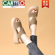 CARTELO fish mouth sandals for women 2025 new summer mid-heel thick-soled leopard print non-slip soft-soled genuine leather Roman shoes with skirt Khaki 34