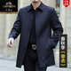 Классическое мужское пальто и ветровка на автомобильной шерстяной подкладке весной и осенью, лацканы средней длины, утолщенное съемное хлопковое пальто, верхний костюм для людей среднего и пожилого возраста, темно-синие лацканы, однотонное пальто - весенне-осенний стиль, размер M 170/рекомендуемый 100-120 Джин Джин равен 0,5 кг
