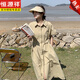 Hengyuanxiang Workwear Style Hemdkleid für Frauen, Sommer Amerikaner Retro Taille Leicht fett und schlank High-End-Design Sinn, süß und cooler Khaki L.