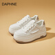 达芙妮;DAPHNE简约透气板鞋女2025秋季新款休闲小白鞋低帮厚底面包鞋系带鞋子女 卡其色 36