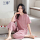 
LAMIU pajamas women's 2025 new summer modal cotton summer women's short-sleeved cropped pants charming home clothing DM13803 m apricot color L
