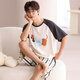 Langsha [cadeau chinois de la Saint-Valentin] Couple de pyjamas pour femmes Coton Pure d'été 2025 Nouveau court métrage de manches courtes Men's Men's Cartoon 844 Men L