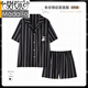 
Modal Cai Xukun same couple pajamas for women in summer ice silk short-sleeved spring and autumn striped teenager men's home clothes Z3890 women Z3897 men (short-sleeved + shorts) Panda M men's L height 165-172c, recommended weight-1