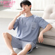 Pajabas de pijama modales de verano pantalones cortos de manga corta para hombres de dos piezas frescas, cómodas, informales, sueltas, talla grande ropa para usar fuera de Y9717 L (100-130Jin [Jin equivale a 0.5 kg])