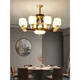 Weniger (NVC) Neue chinesische Kronleuchter Wohnzimmer Leuchten Walnussfarbe Chinesische Schlafzimmer-Esszimmerleuchten moderne und atmosphärische chinesische klassische Lampen HX9928 Kopf Drei-Farbton Licht