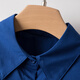 Late White New Product Klein Blue 100% Cotton Shirt Women's 2025 Autumn Commuting Style Mid-Sleeve Top Dark Blue S