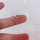Xinshe s999 sterling silver pink small square diamond earrings for women, simple, compact, easy-to-take-off earrings for sleeping, pure silver, sweet and exquisite earrings, a pair of pink small square diamond earrings