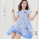 Disney Girls 'Kleid Sommer-Baumwoll-Kinderrock 2025 Neue mittlere bis große Kinder modische Prinzessin Rock Dünne Sommerkleid Dream Blau 150 cm