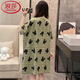 LangSha (LangSha) light luxury nightgown for women's summer pajamas cotton short-sleeved large size Jin [Jin equals 0.5 kg] Emerald green students' spring and autumn cool home clothes BF-1049-2-light gray One size (80-200 Jin [Jin equals 0.5 kg])