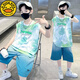G.DUCKKIDS Children's Clothing Boys Summer Sleeveless Vest Set 2025 New Summer Medium-Grand Children's Boys Sports and Handsome Summer Style TZK693-Blue Set 140 Recommended height 130-140 cm