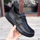 Men's genuine leather spring business casual leather shoes 2024 new fashion versatile thick sole non-slip British style shoes for men black 42