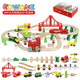 Edwone70p Beech Train Train Car Toys's Toys Small Train Train Train Toys Wooden Toys 80p Mining Adventure + Rangement Bucket