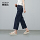 Yalida anti-fading wide-leg jeans for women 2025 new summer nine-point straight pants loose cool women's pants Denning Blue (B0) 27