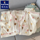 Woodpecker HelloKitty pure cotton gauze pajamas for women in summer short-sleeved 2025 new cute three-piece set home clothing Yunduo Cotton-J9901# Paradise Puppy Three-piece Set M [Suggestion 75-100Jin [Jin equals 0.5 kg]]