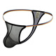 Fangluyu underwear thin edge men's thong T pants mesh striped translucent large bag sexy U protruding bikini black S2 points 02 points 3 feet