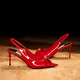 Only girl [Butterfly] 2025 summer new style fish mouth high heels cow patent leather temperament bow strap sandals women's thin heels red 7.5cm 34