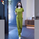 Woodpecker Fashion Sportswear Set for Women 2025 Summer New Fashionable and Fashionable Casual Age Reducing Professional Wide Leg Pants Two-piece Set Light and Coffee Color [Top + Pants] Set Thin M [Suggestions 80-95]
