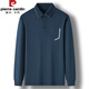 Camiseta de seda de hielo de Pierre Cardin, solapa de manga larga de manga larga para hombres, camiseta de mediana edad de manga de hielo de gama alta de alta gama de secado rápido con bolsillos de bolsillo Haqing-7036 m 165