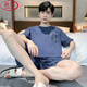 Langsha Summer Men's Pyjamas Cotton Plus Fat plus grande taille Cotton Men's Summer Home Costume à manches courtes Jeunes Coréens Style coréen mince Half manche 9928 # [Shorts à manches courtes] L [Recommandé 90-125Jin [Jin est égal à 0,5 kg]]]