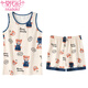 
Modal integrated pajamas with breast pad for women in summer pure cotton thin vest for women in summer sleeveless home clothes suit for women in outdoor clothes - Y9859 M Women Recommended 80-100Jin [Jin equals 0.5 kg]