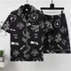 Mu fengqing sommer sommer kurzärmelige dünne nachgeahnung baumwolle pyjamas Herren heimische Kleidung Anzug Summer Cartoon Print Koreanische Version hübscher junger Mann 3271 Kurzärärmungsanzug M (70-100jin [Jin entspricht 0,5 kg])