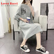 LOVER RUCCI短袖T恤裙女夏季长款过膝宽松纯棉大码2025新款中长款懒人连衣裙 9196单行字母-白色（实拍） M