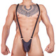 The Temptation of Desire European and American One-piece Rope Garment Hollow Sexy Silky Oily Thin Translucent Underwear Men's Thong Black One Size (80-130Jin Jin is equal to 0.5kg)