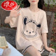 
Langsha 2025 summer pajamas for women pure cotton short sleeve shorts suit cartoon thin fat MM plus size can wear pajamas outside 694 Kapibala + 679 Green Dinosaur M [suggested 80-98 Jin [Jin equals 0.5 kg]] All size