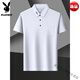 Playboy (Playboy) Ice Seide High Elastic Herren kurzärmeliges Polo-Hemd Revers-T-Shirt mittleren Alters und älteren Unternehmen Casual Lose Atemable T-Shirt High-End Brand-9196 Weißer kurzärmeliger Polo-High-end