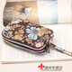 Kingtrip Clutch Women's Middle-aged and Elderly Coin Purse Fabric Long Small Purse Mini Coin Bag Handbag Floral Cloth Mobile Phone Bag Brown Coffee Big Flower